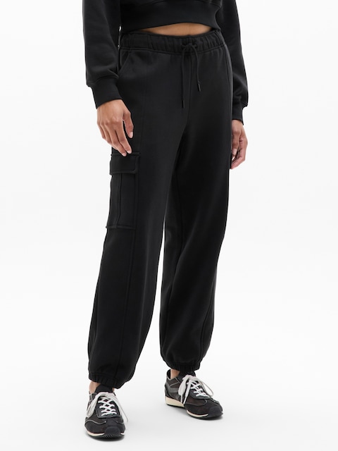 Terry Mid Rise Cargo Jogger - Black